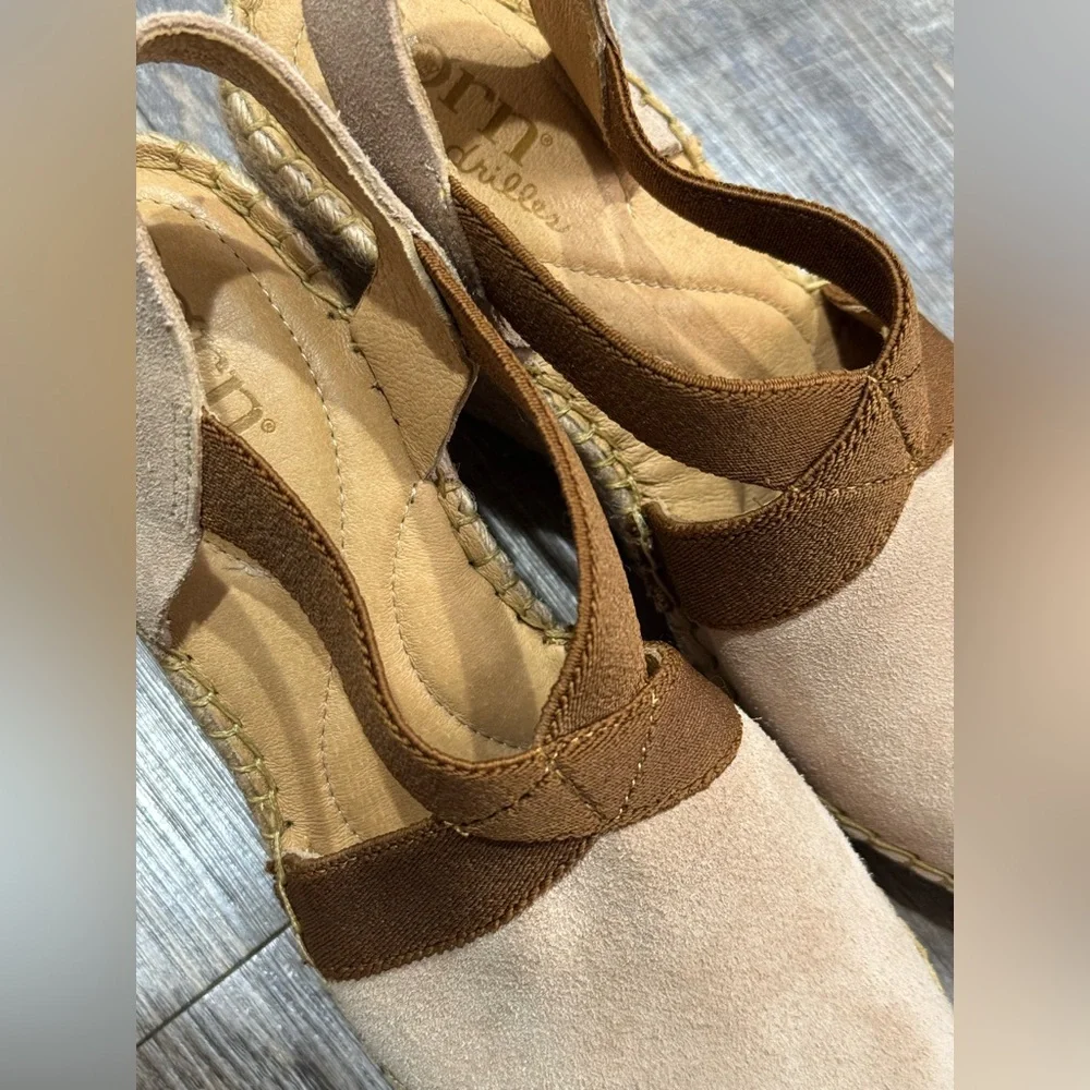 Born Women’s Meade Sandal size 7 Suede Wedge Platform Espadrille Tan Bro… - Picture 8 of 8